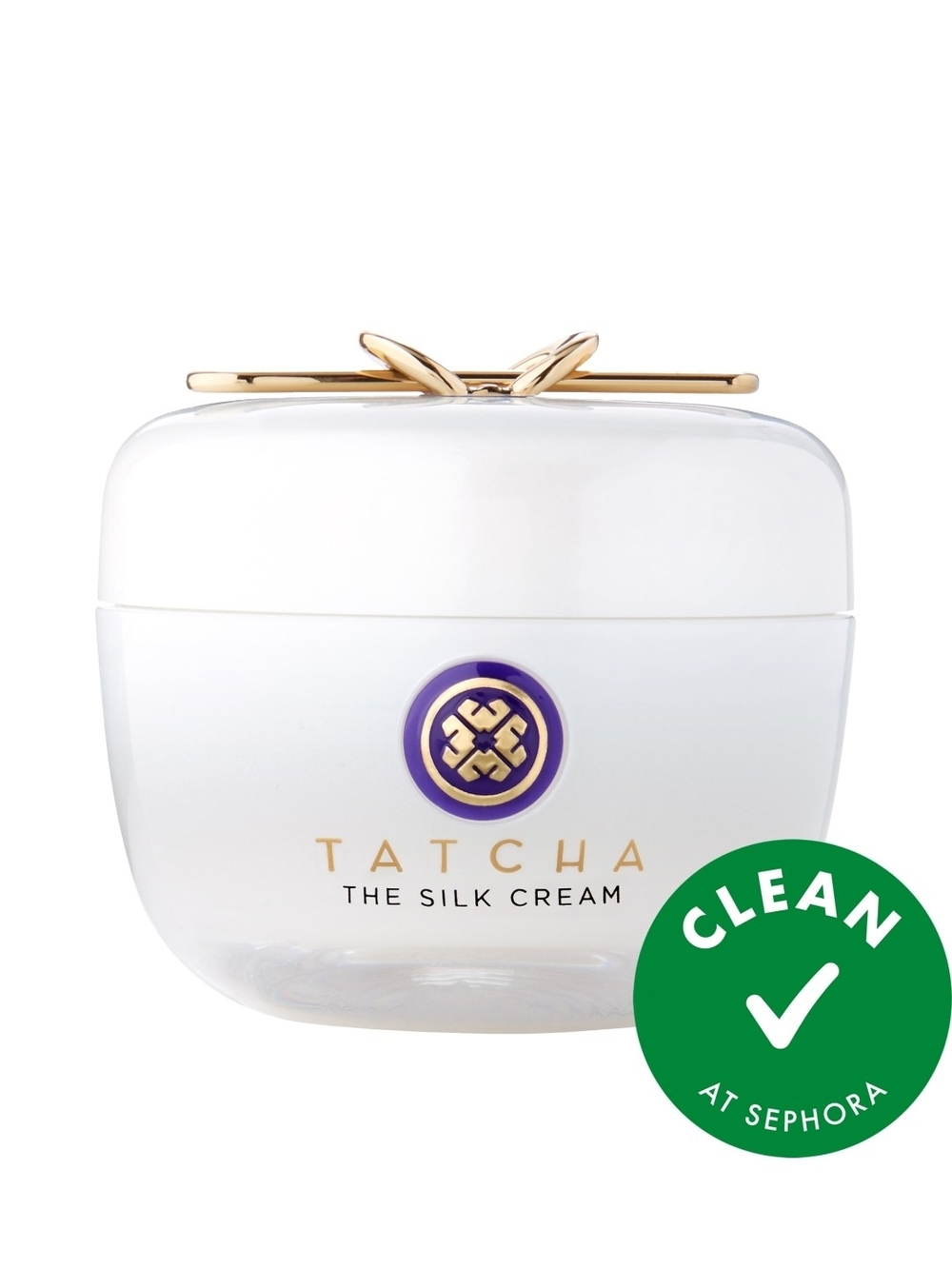 Tatcha Silk Cream Moisturizer — White with Gold & Purple Accents